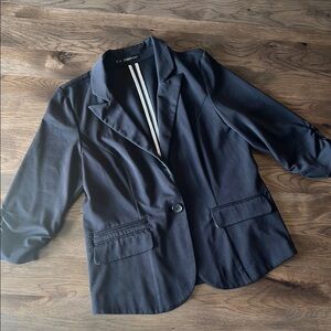 Maurices Black Women's Blazer 3/4 Sleeve with Ruching on sleeves Size O